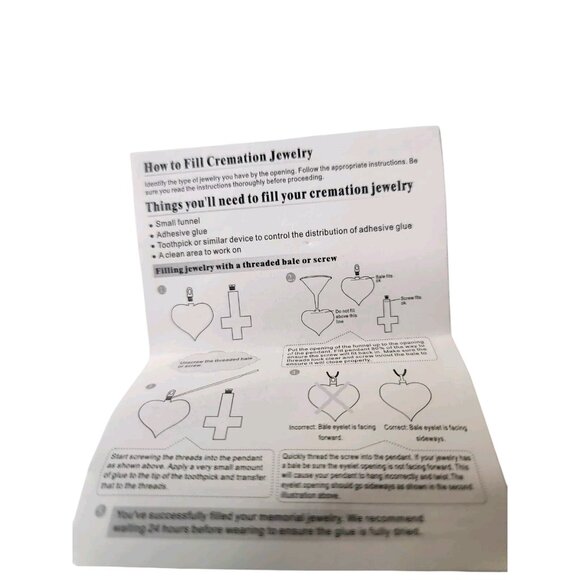 Heart-Shaped silver tone Cremation Necklace With Chain & Instructions - Picture 6 of 8